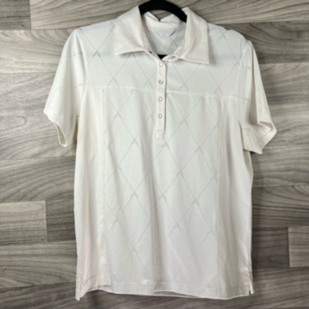 Callaway Womens Golf Polo Shirt White Diamond Short Sleeve Athletic Breathable S